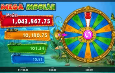 Absolootly Mad Mega Moolah Wheel Spin Feature