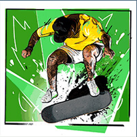 Nyjah Huston Skate for Gold Flip Trick Symbol