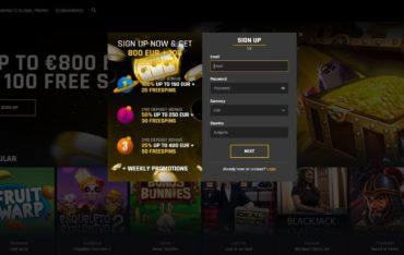 Sign Up at Casino Universe