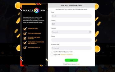 Sign Up at Max Cazino