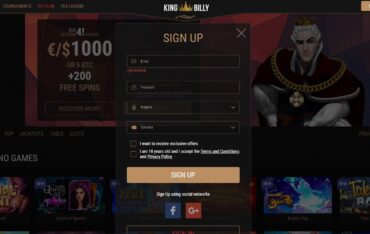 Sign Up at King Billy Casino