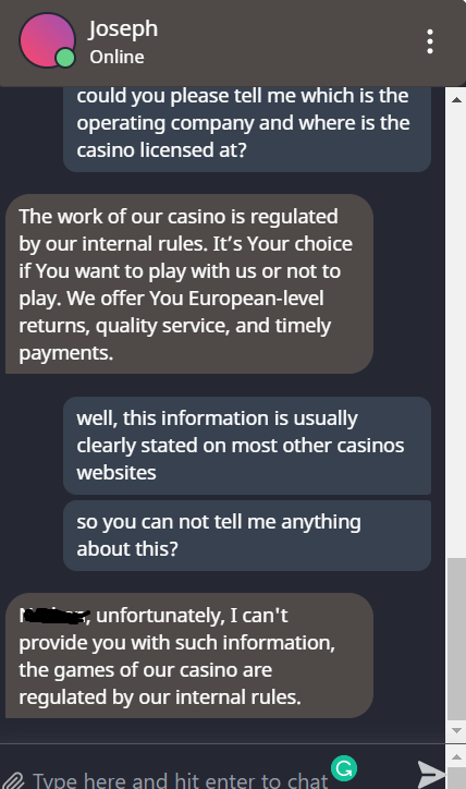 AgentNoWager Casino Customer Support