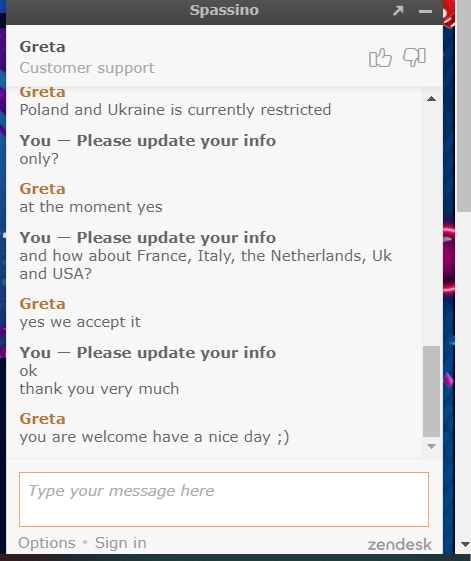 Spasino Casino-Customer Support