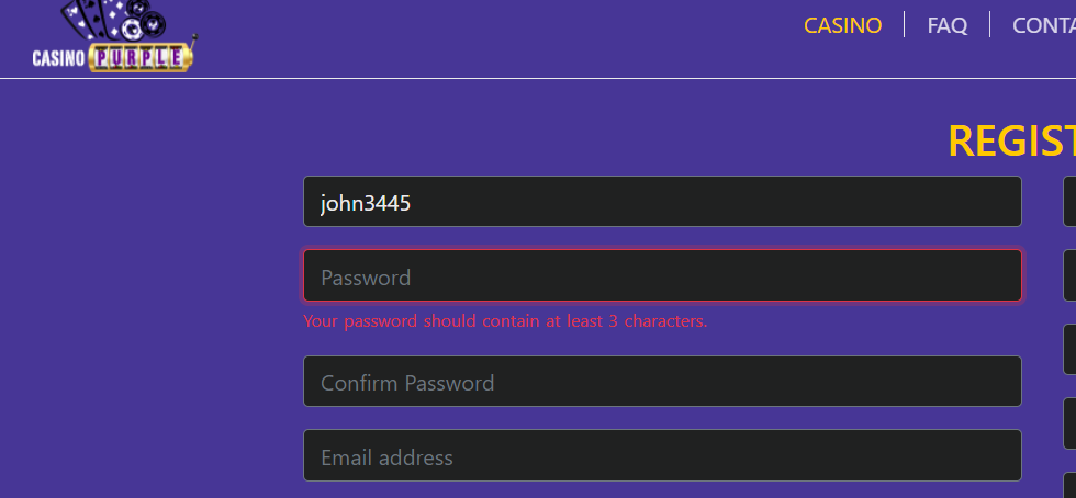 purple casino registration