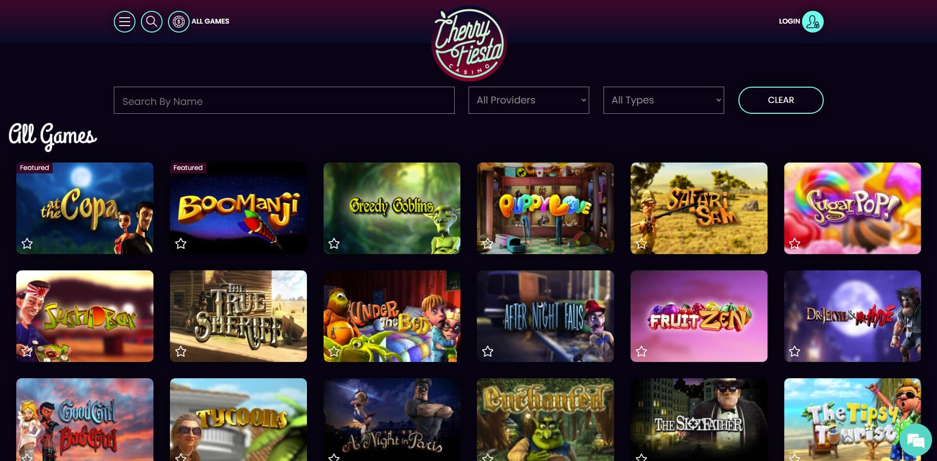 Games at CherryFiesta Casino