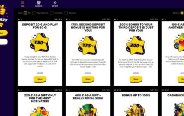 Promotions at Crazy Star Casino