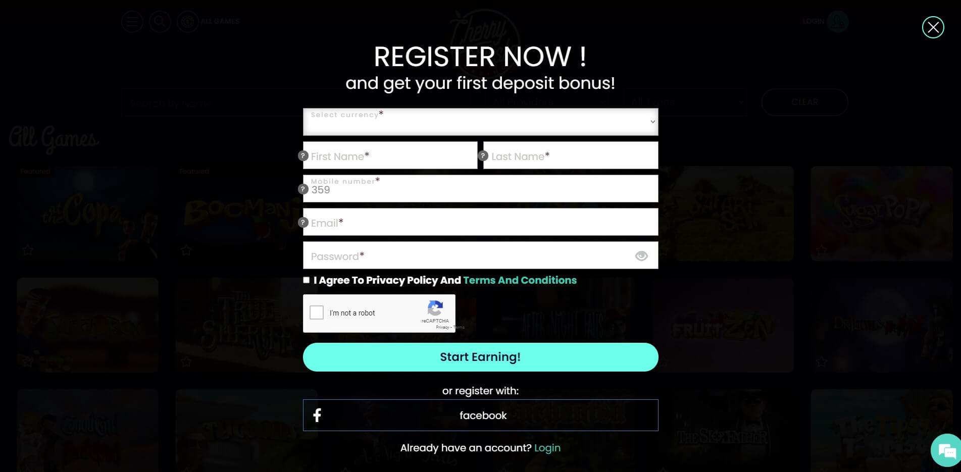 Sign Up at CherryFiesta Casino