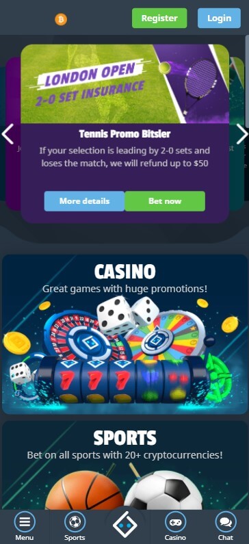 Bitsler Casino - Mobile Version