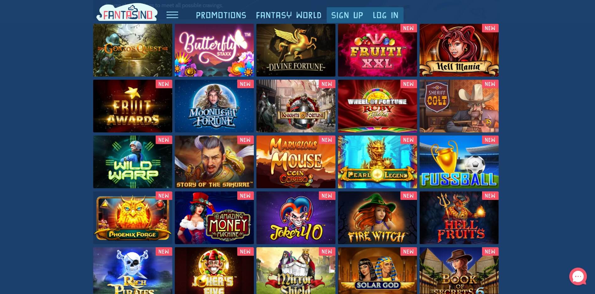 Games at Fantasino Casino