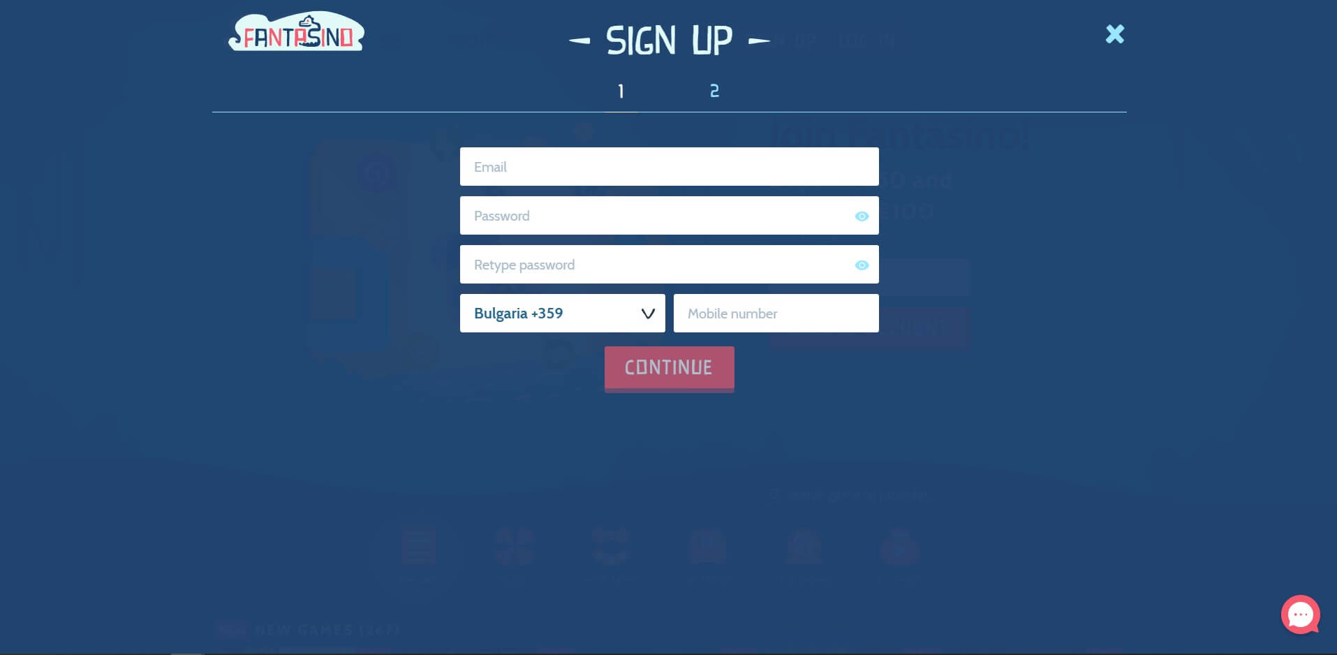 Sign Up at Fantasino Casino