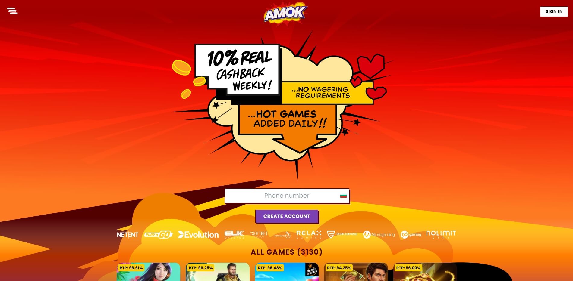 amokcasino.com - Website Review