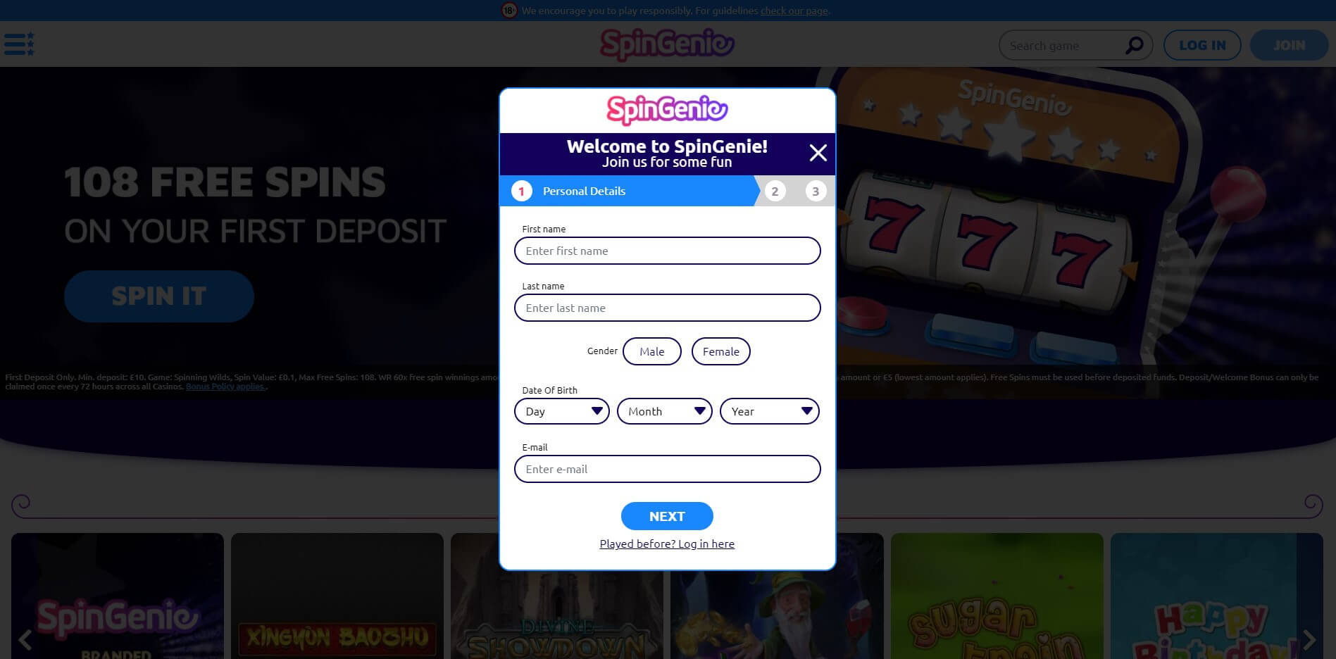 Sign Up at SpinGenie Casino