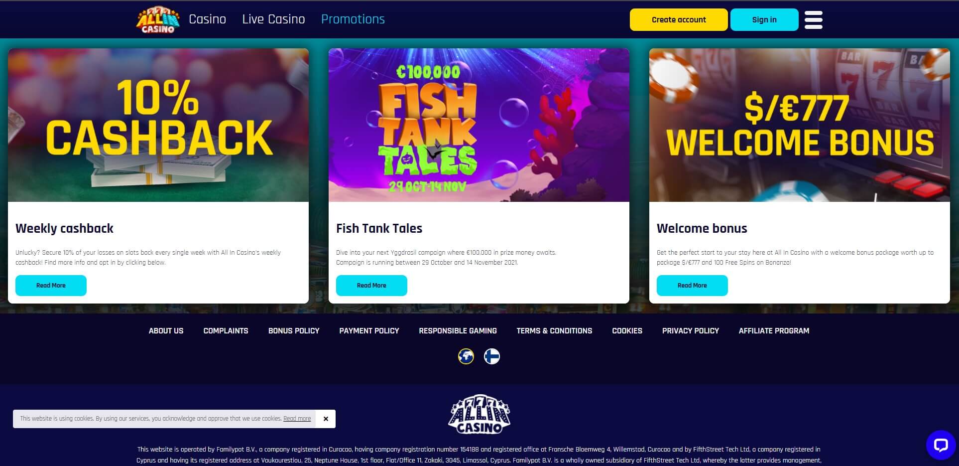 Promotions at Allin Casino