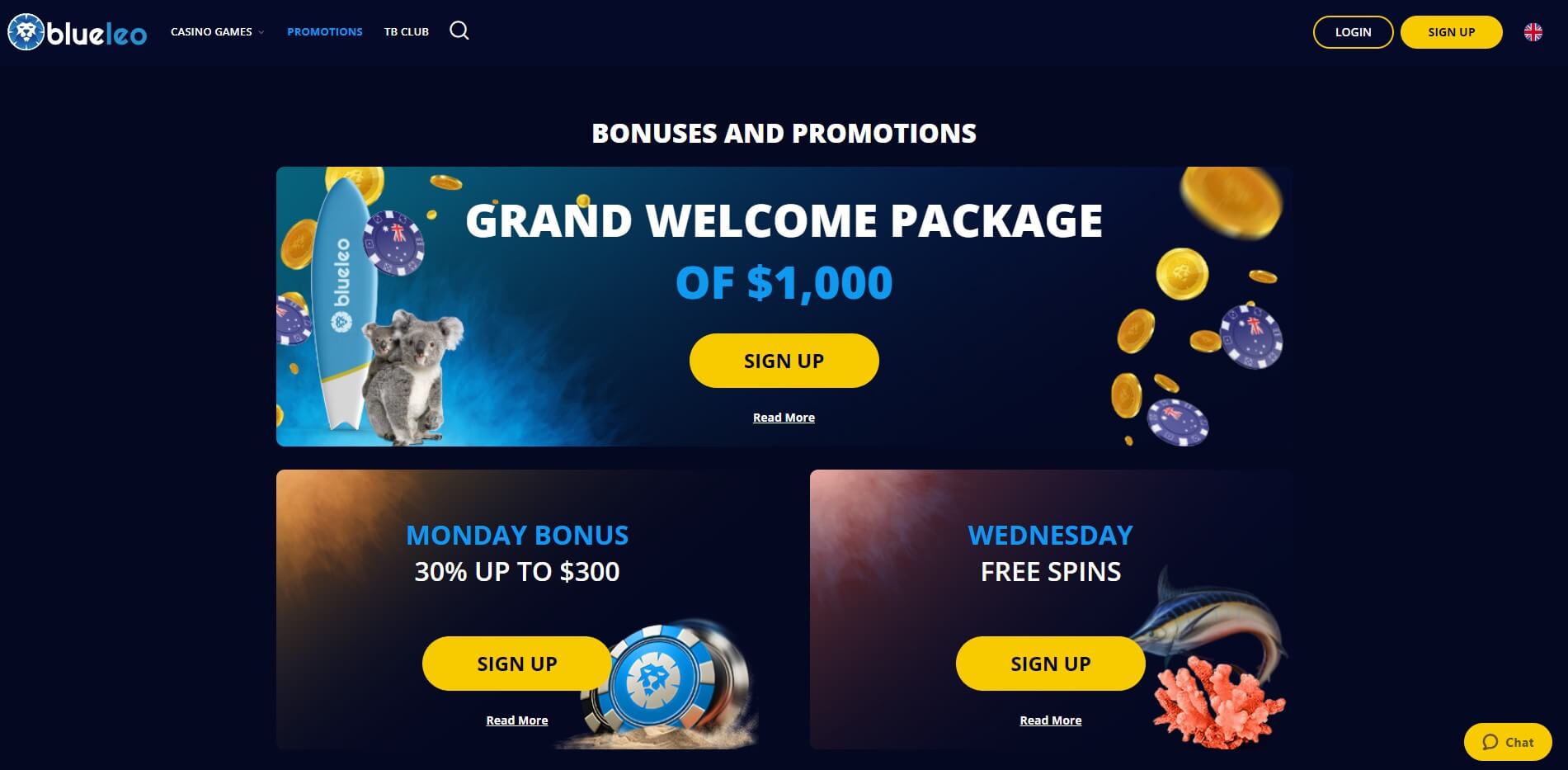 Promotions at Blueleo Casino
