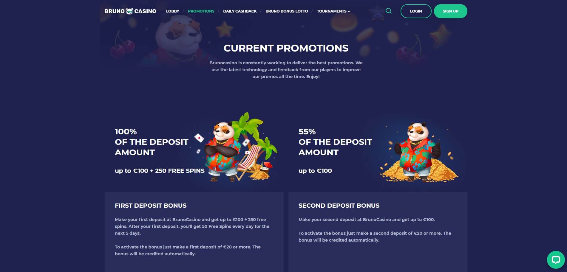 Promotions at Bruno Casino