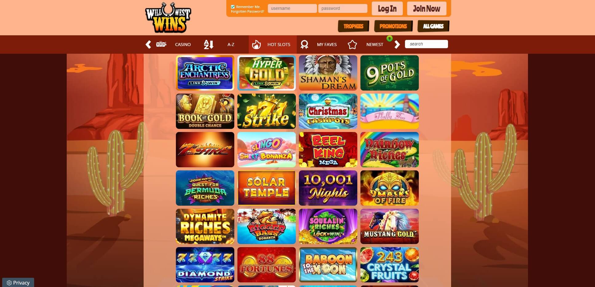 Games at WildWestWins Casino