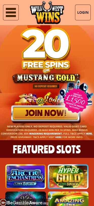 WildWestWins Casino - Mobile Version