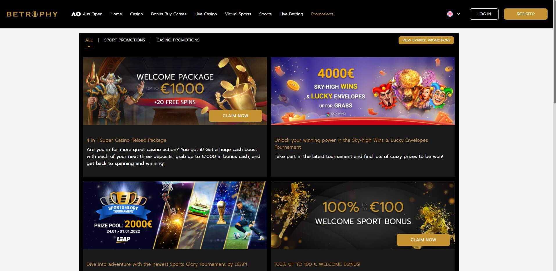 Promotions at Betrophy Casino