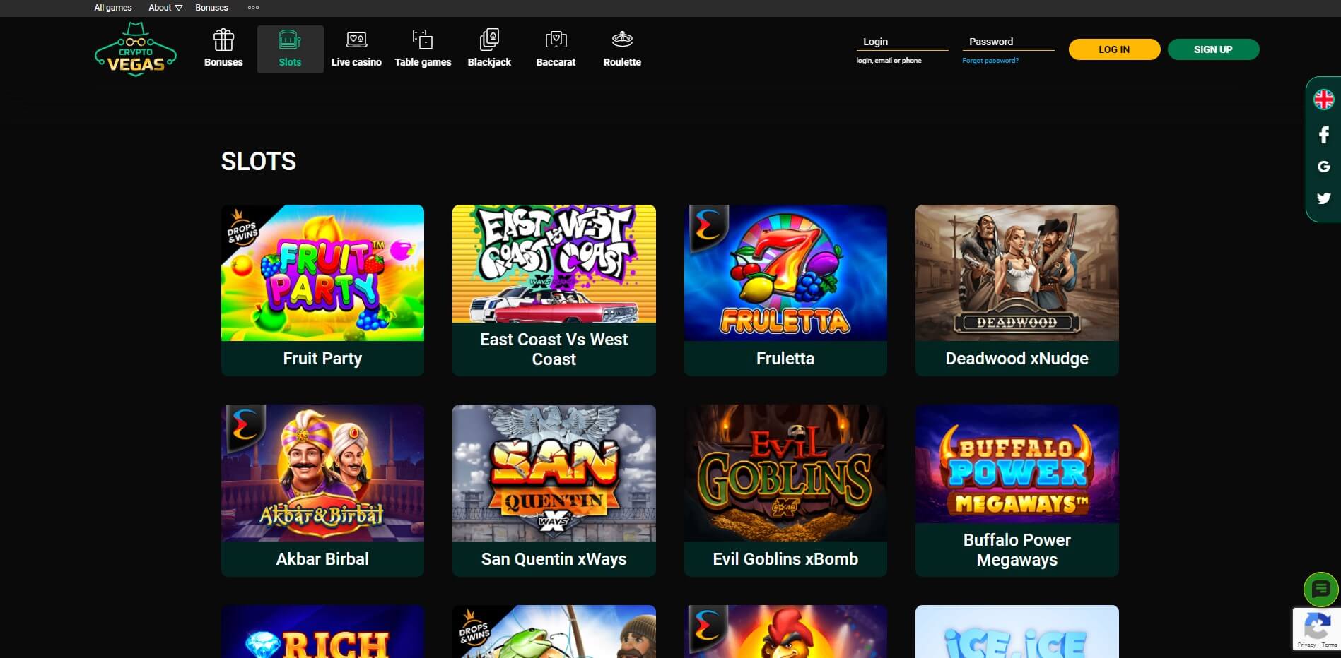 Games at CryptoVegas Casino