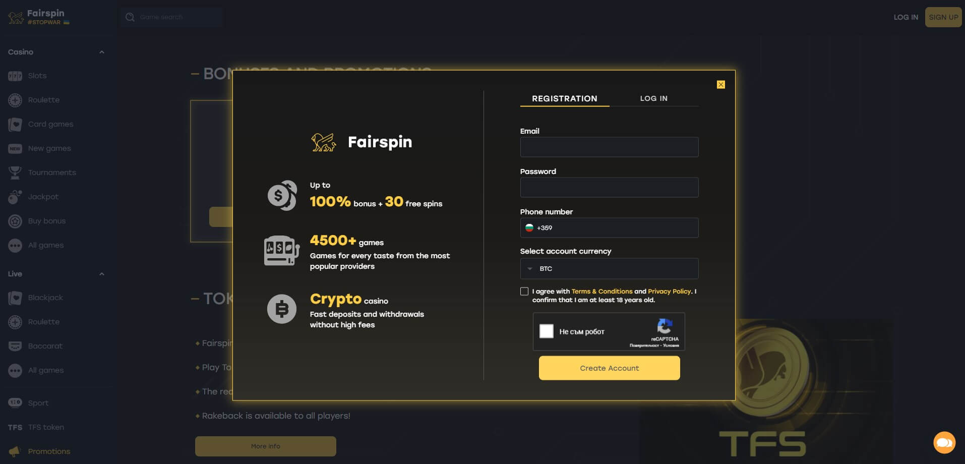 Fairspin Casino SignUp