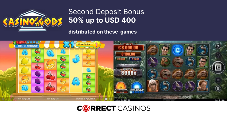 Casino Gods- second deposit bonus 