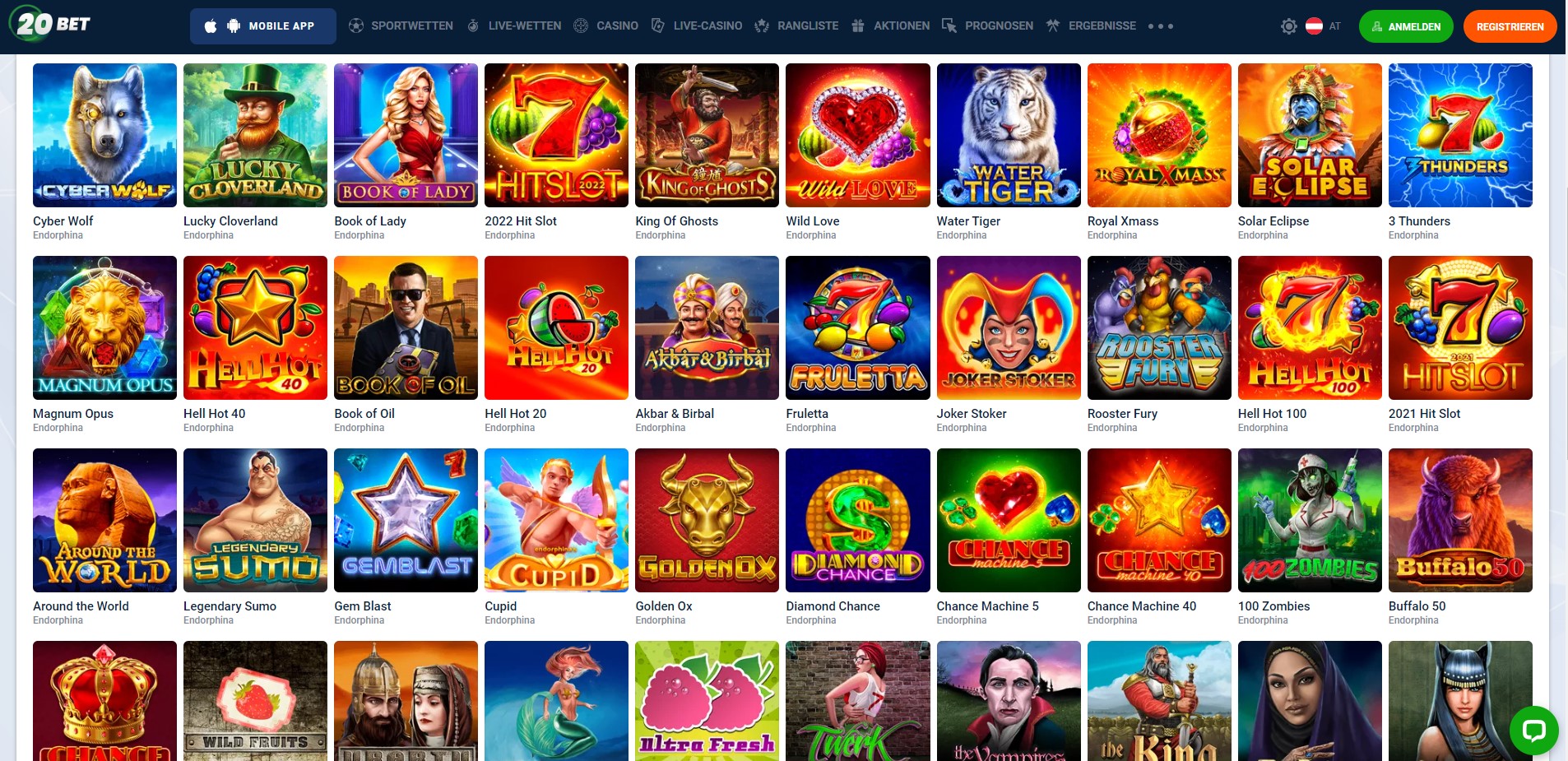 Games to play by Endorphina Casinos at 20bet