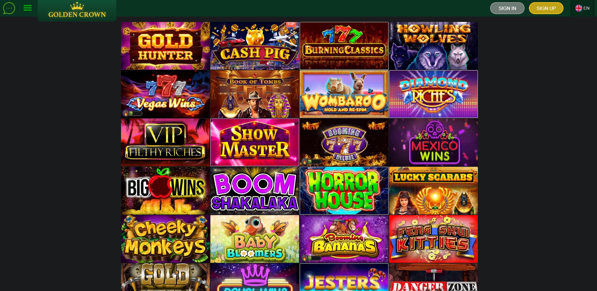 Slots by Booming Games at Golden Crown Casino
