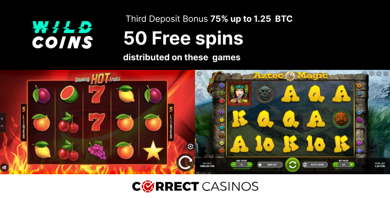 Wildcoins Casino Third Deposit Bonus