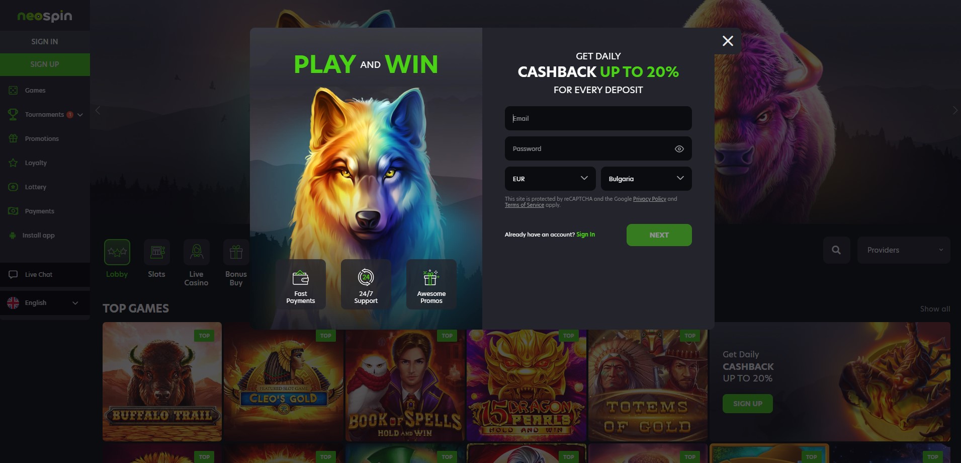NeoSpin Casino SignUp