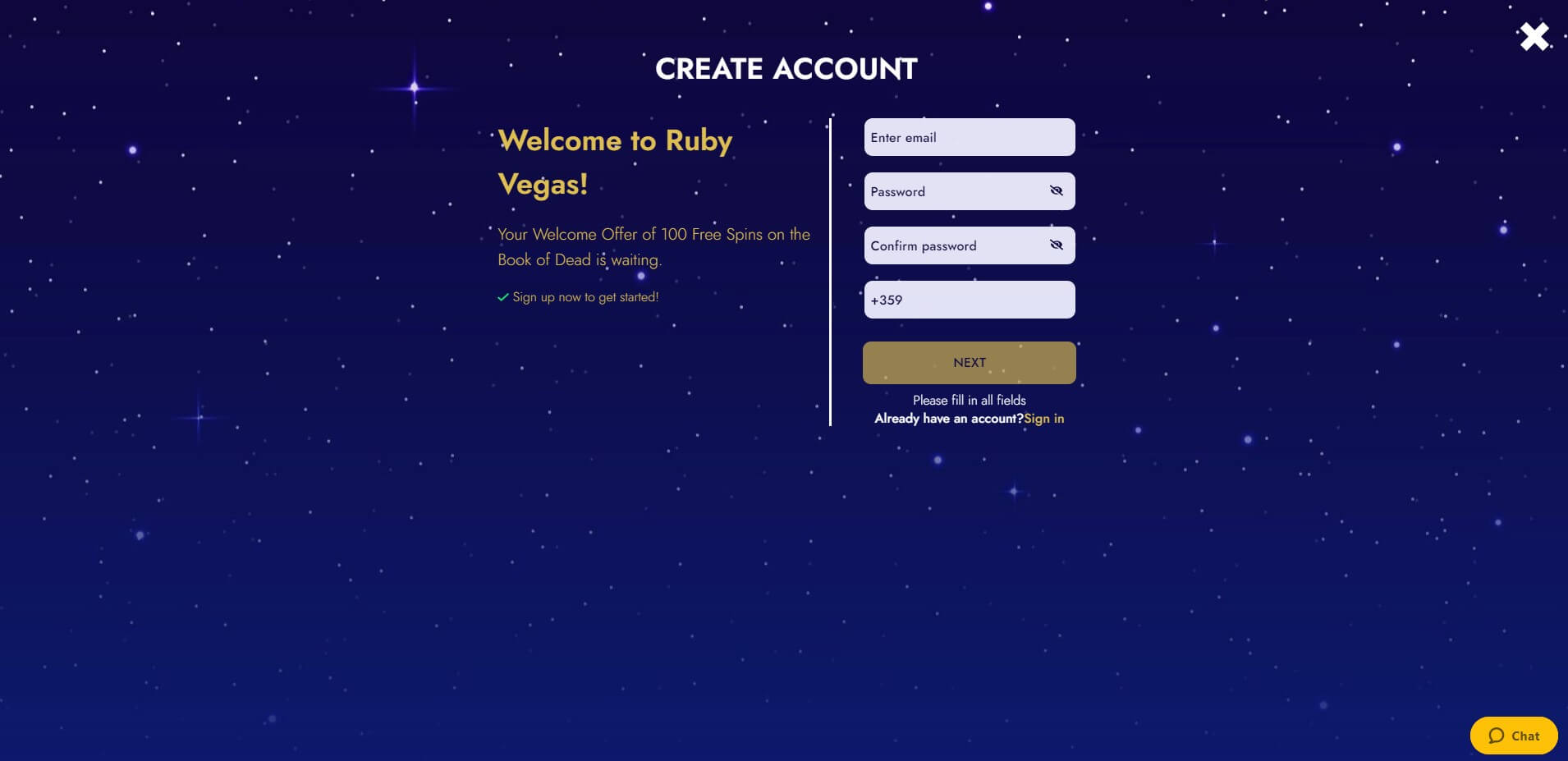 Rubby Vegas Casino Registrations