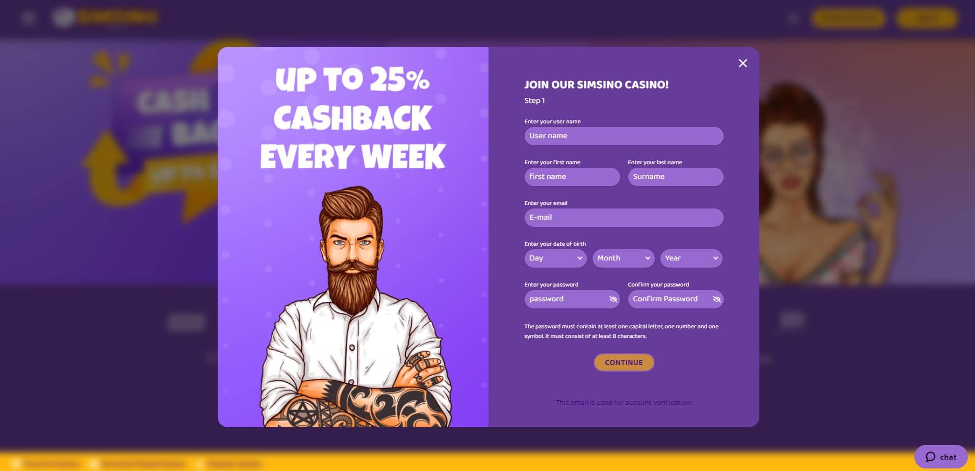 Simsino Casino Registration