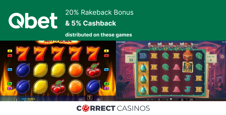 Qbet 5% Cashback and 20% Rakeback Bonus