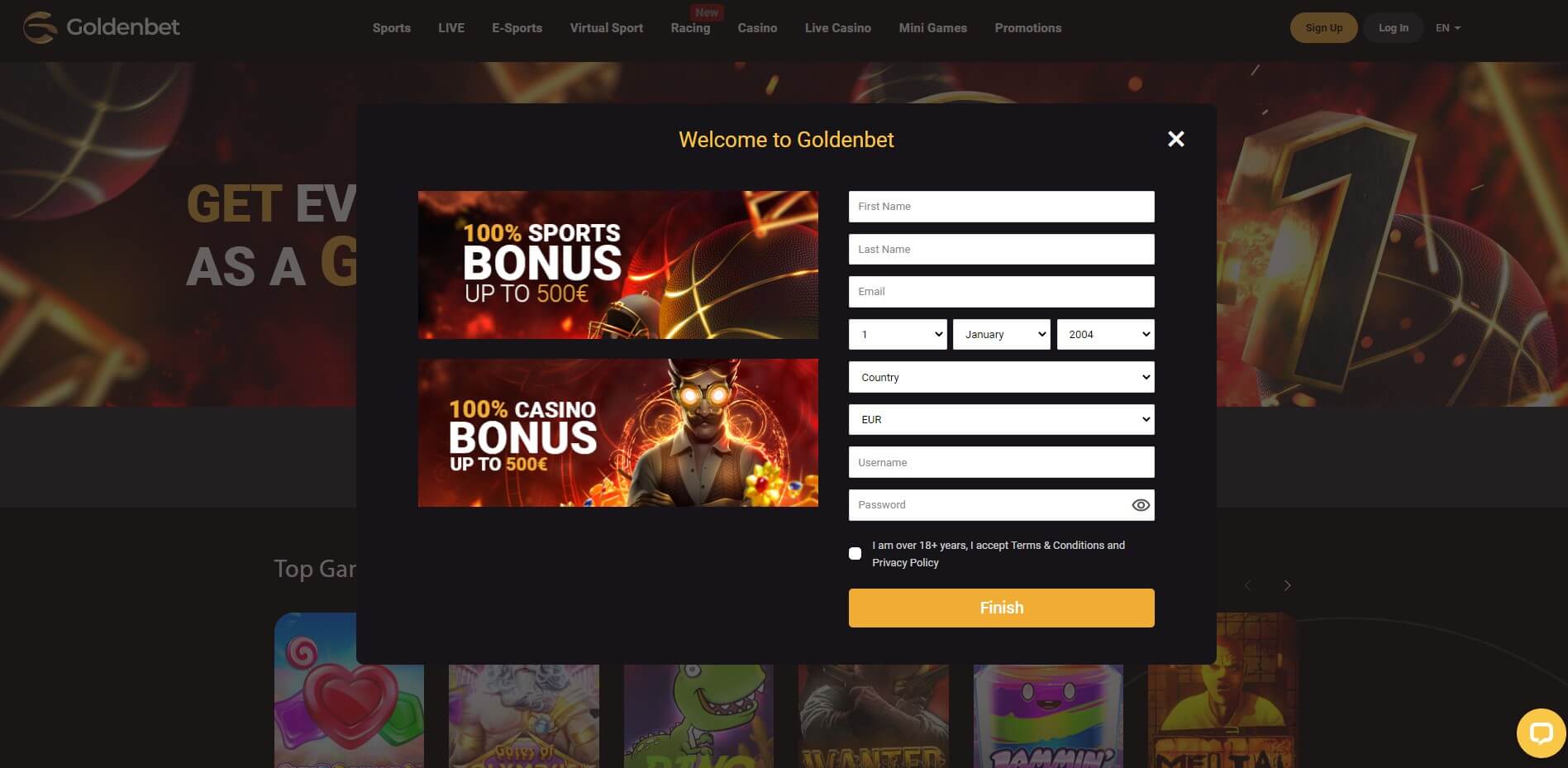 GoldenBet Casino Registration