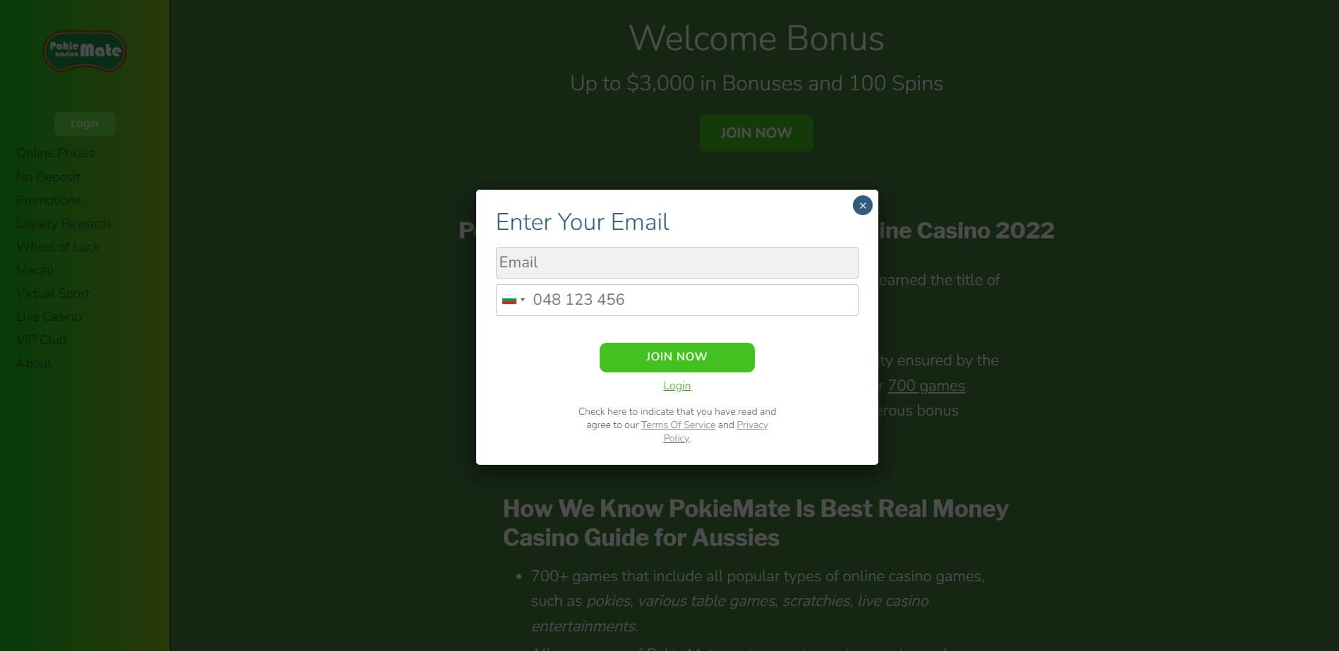 Pokie Mate Casino Sign Up