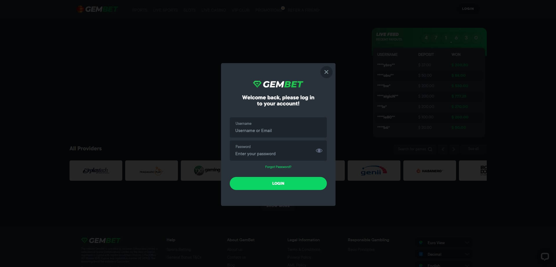 Gem.bet Casino Log In