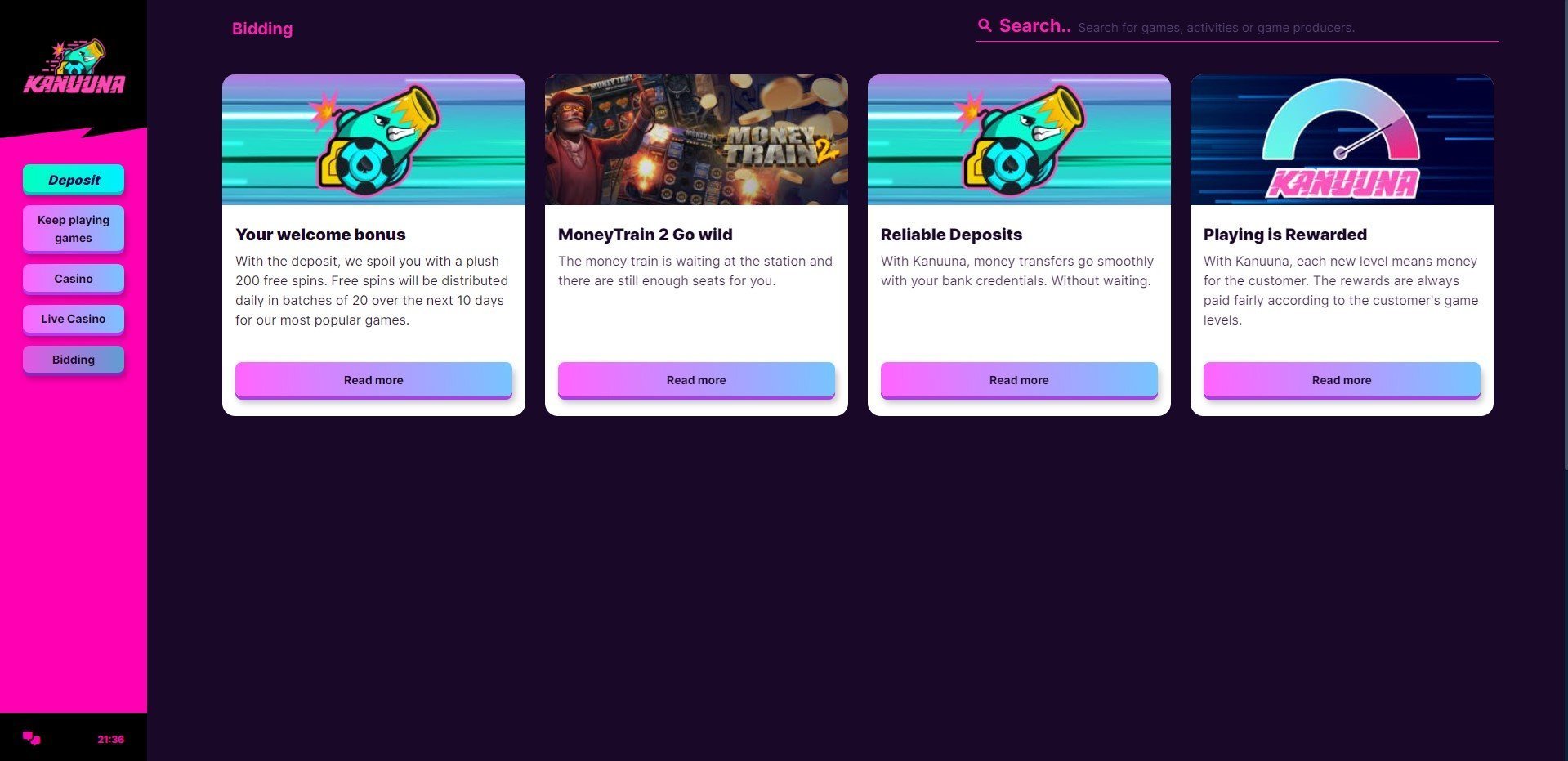 Kanuuna Casino Bidding