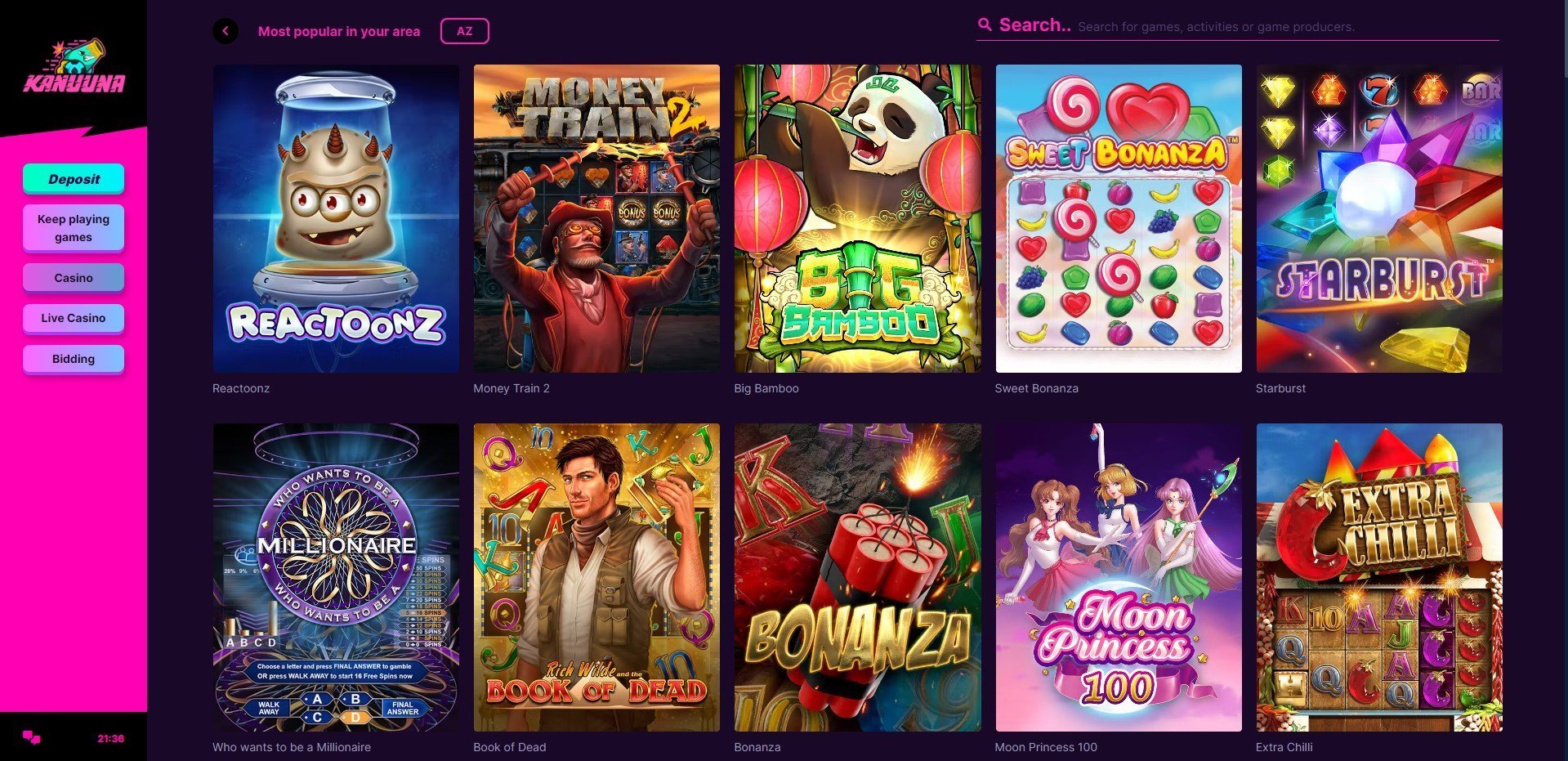 Kanuuna Casino Games