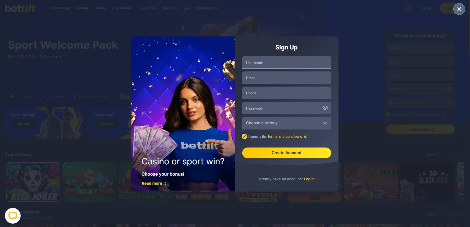 Sign Up at Bettilt Casino