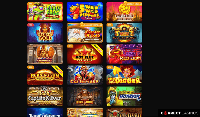 CasinoChan Auswahl der Spiele