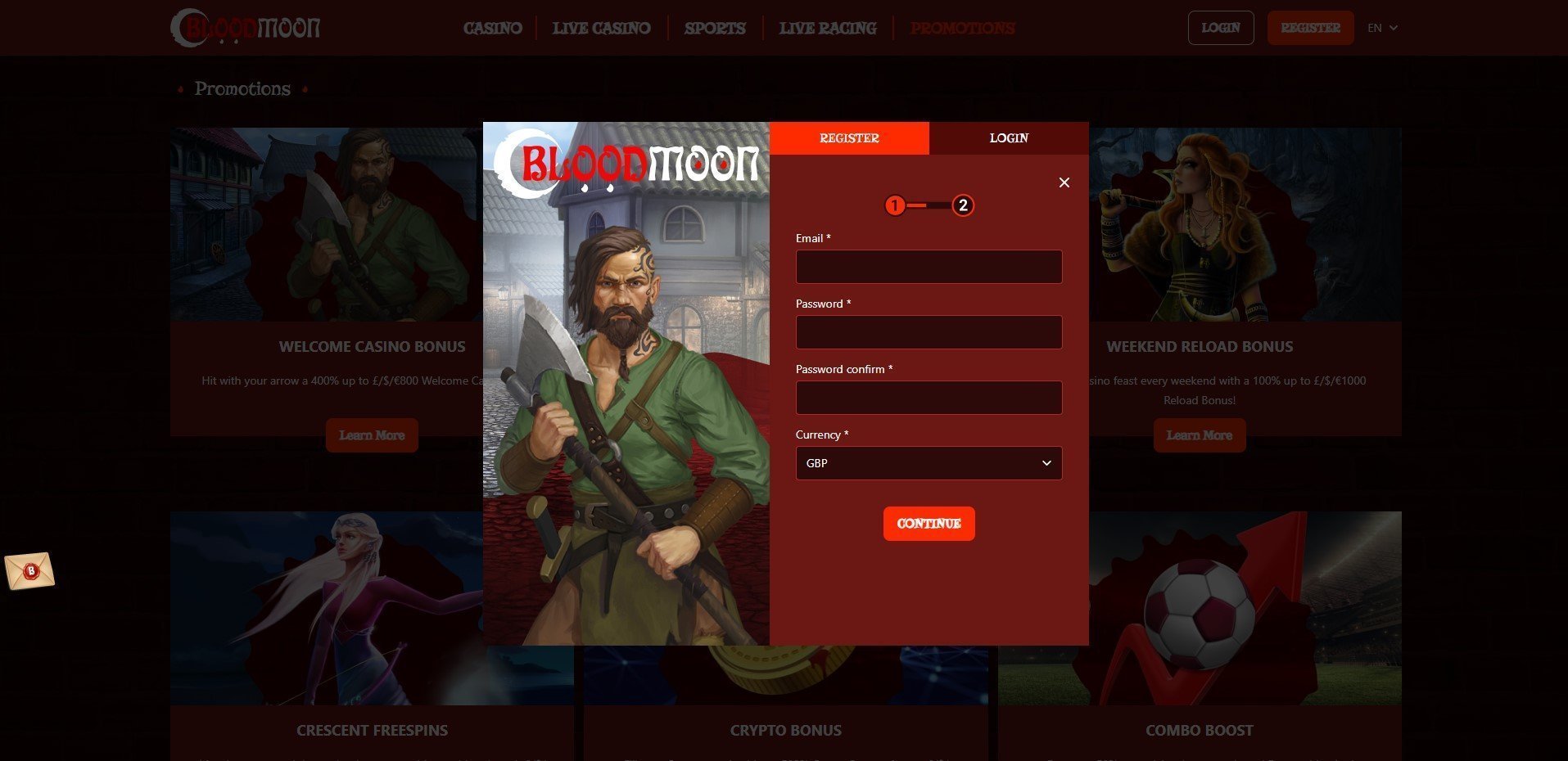 Sign Up at Blood Moon Casino
