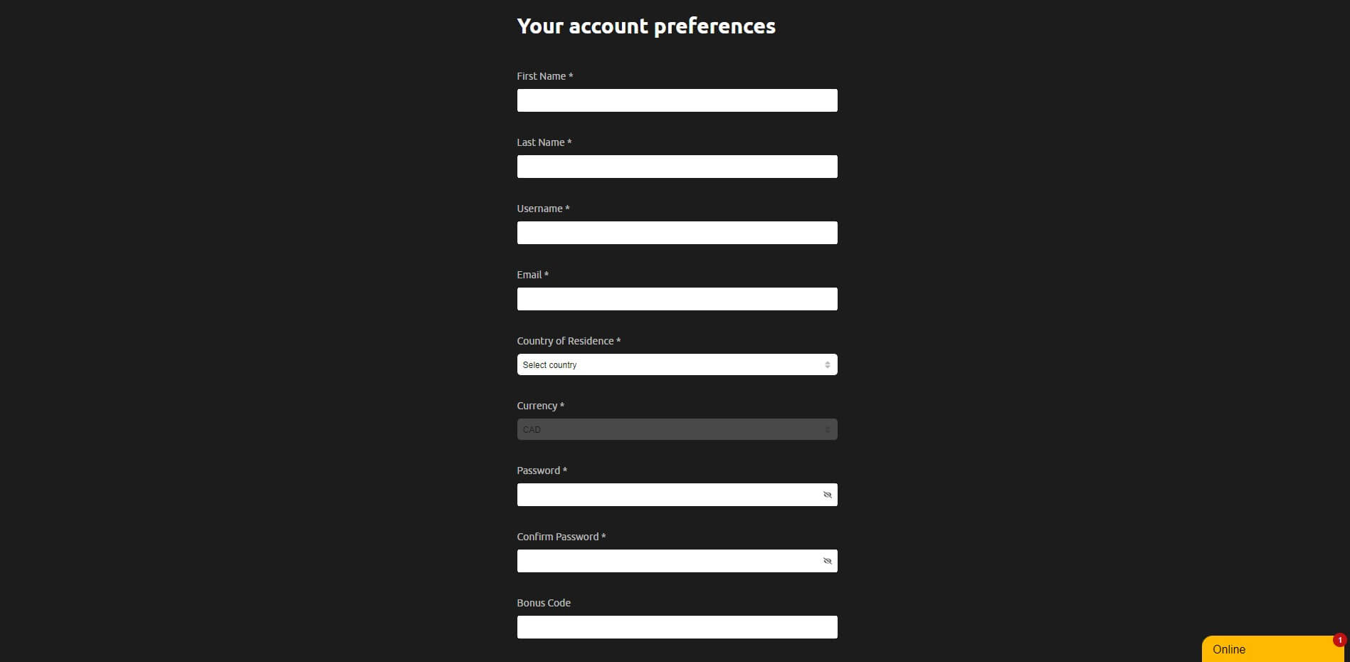 Sign Up at LoonieBet Casino
