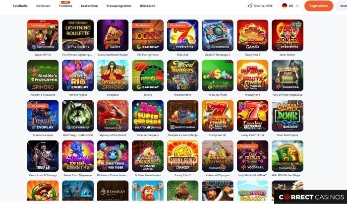VulkanVegas Casino Auswahl der Spiele