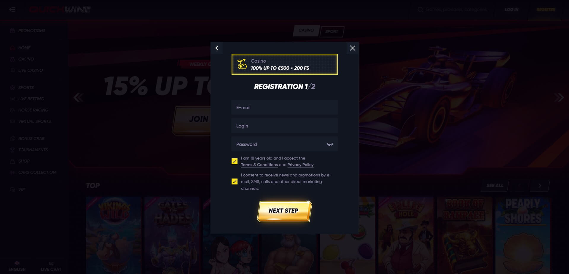 QuickWin Casino Sign Up
