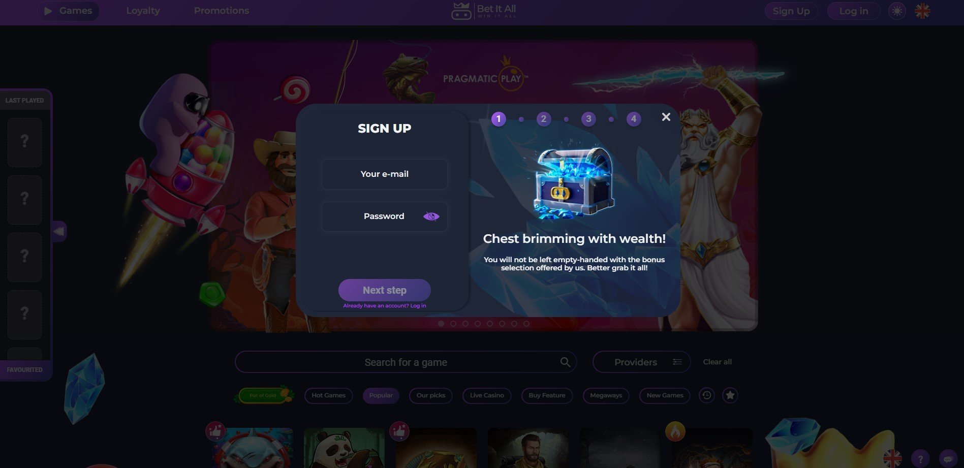 Sign Up at BetItAll Casino