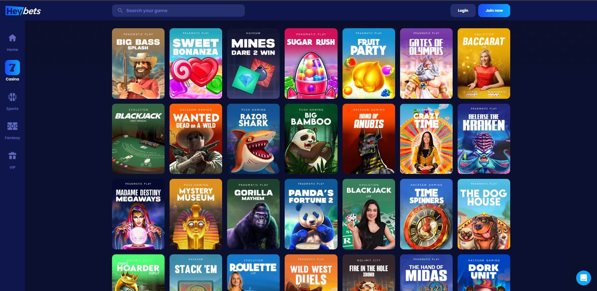 Heybets Casino Games