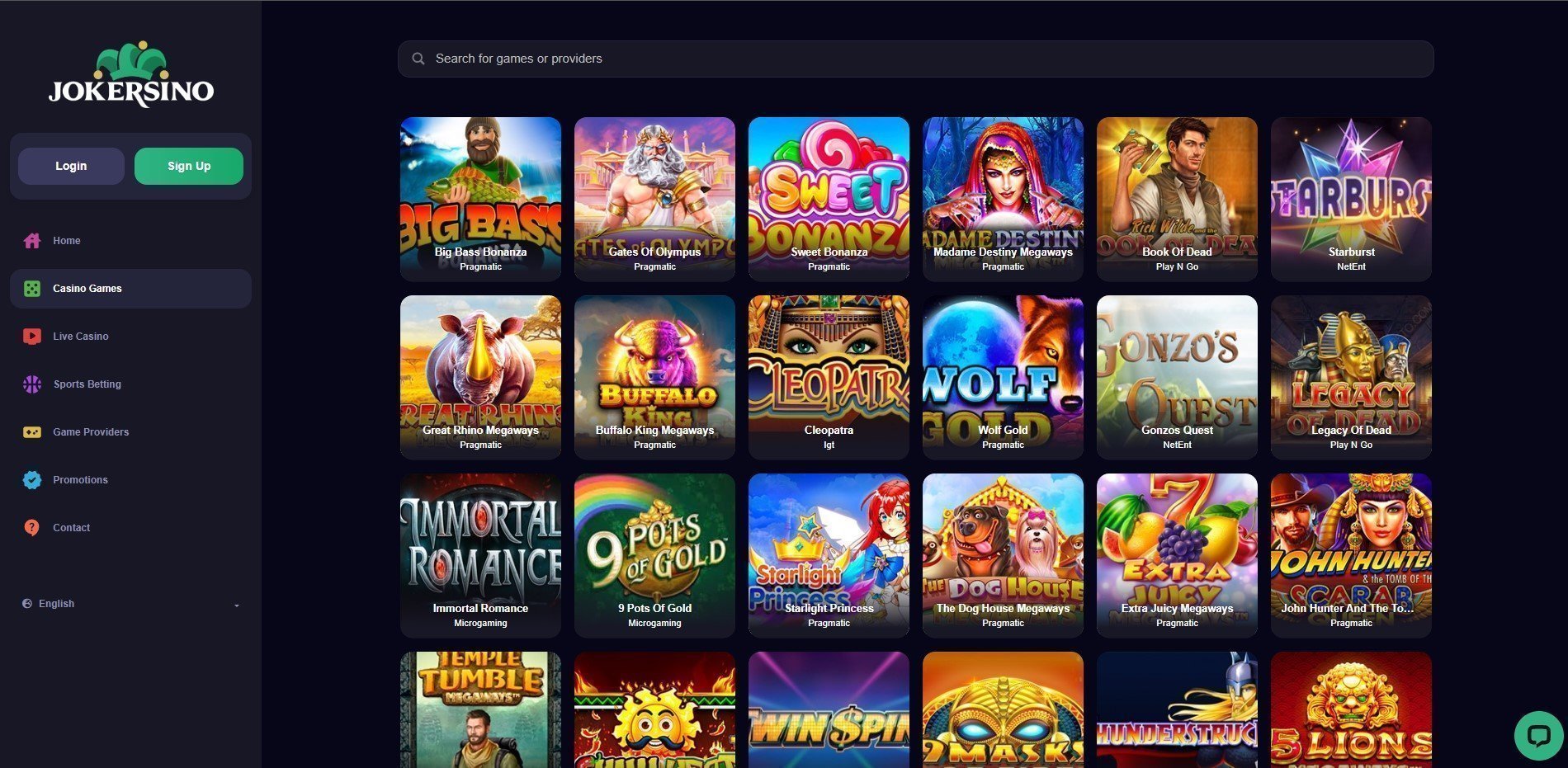 Jokersino Casino Games
