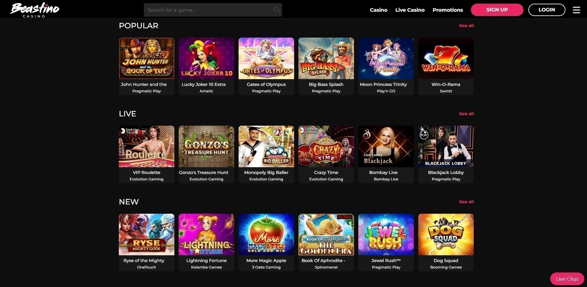 games beastino casino games