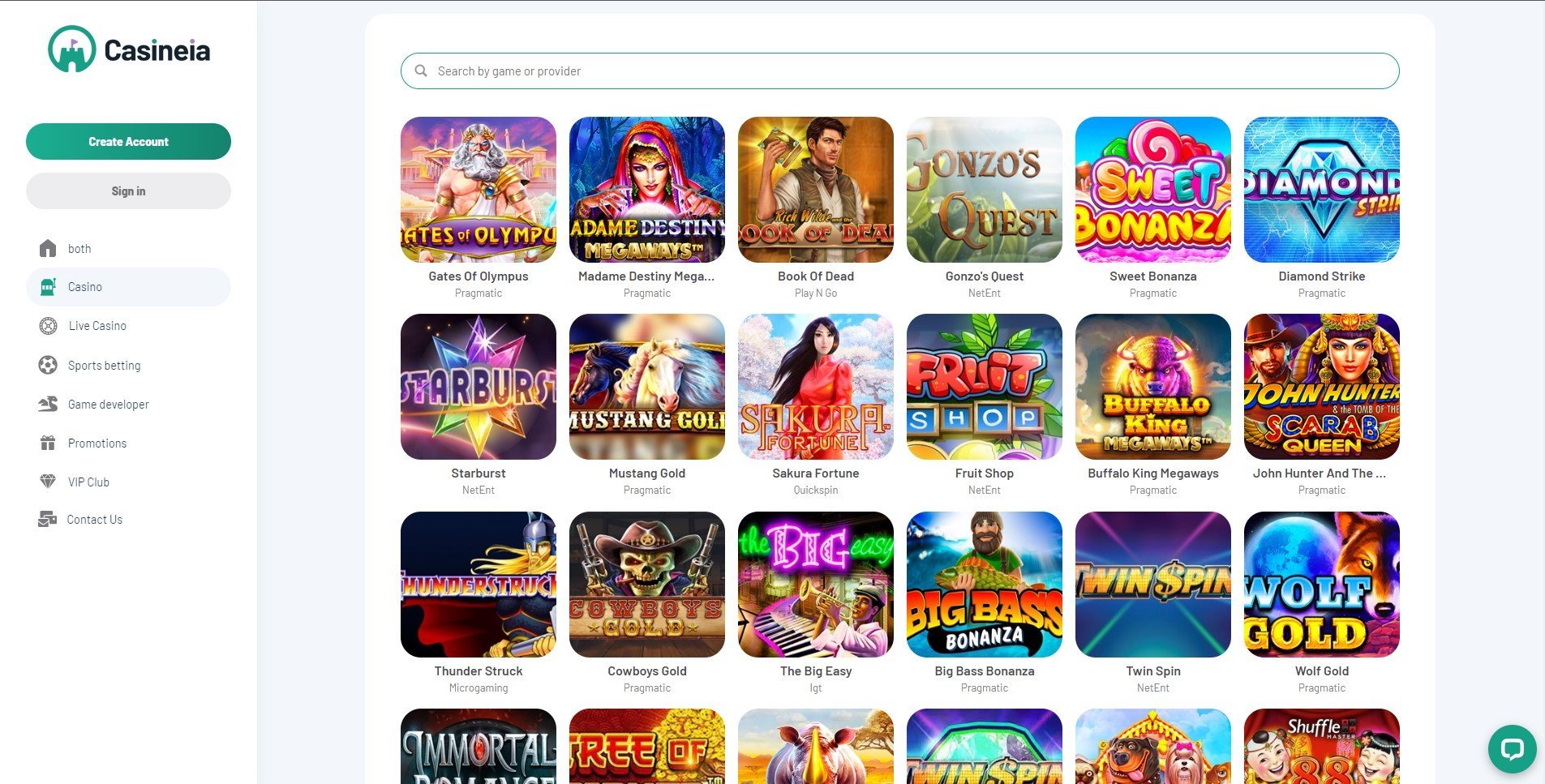 Casineia Casino Games