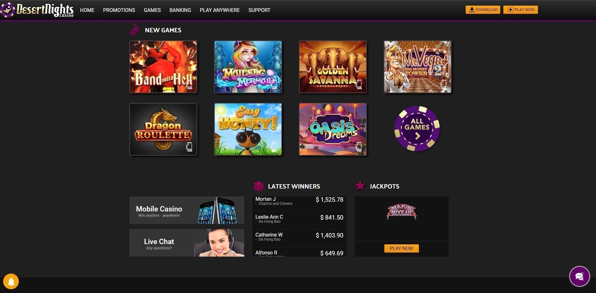 Desert Nights Casino Games