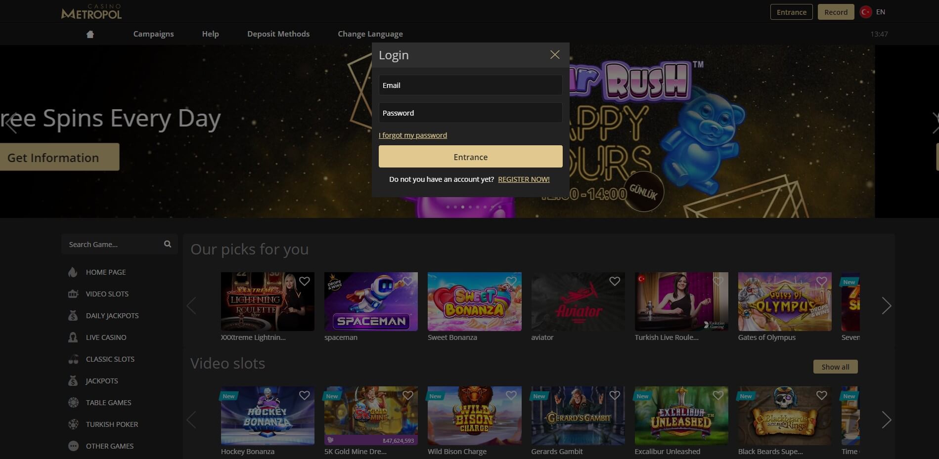 Sign Up at Casino Metropol